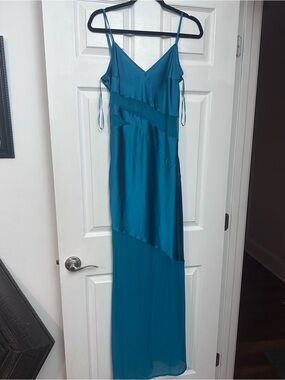 French Connection Nightgown Slip Size 8 Jewel Tone Blue Teal Turquoise